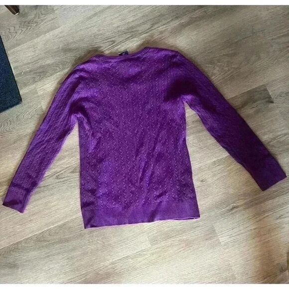 Long sleeve purple cotton cable knit blend sweater L whimsygoth cottagecore - Picture 3 of 3